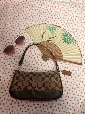 Coach 6094 Y2K Demi Pochette Monogram Shoulder Bag - Dark Brown Leather Trim